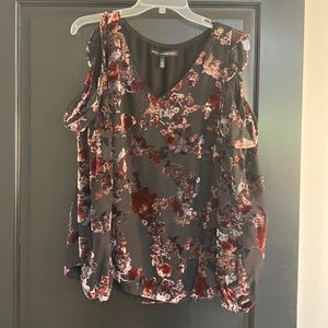 WHBM velvet cutout sleeve blouse